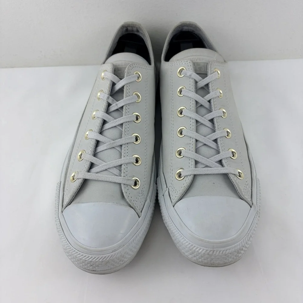 Converse Chuck Taylor All Star Gray Leather Low Top Shoes Women's 10 Men 8